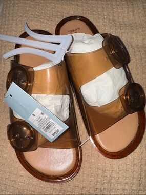 Shade & Shore Amber Brown Transparent Slide Sandals